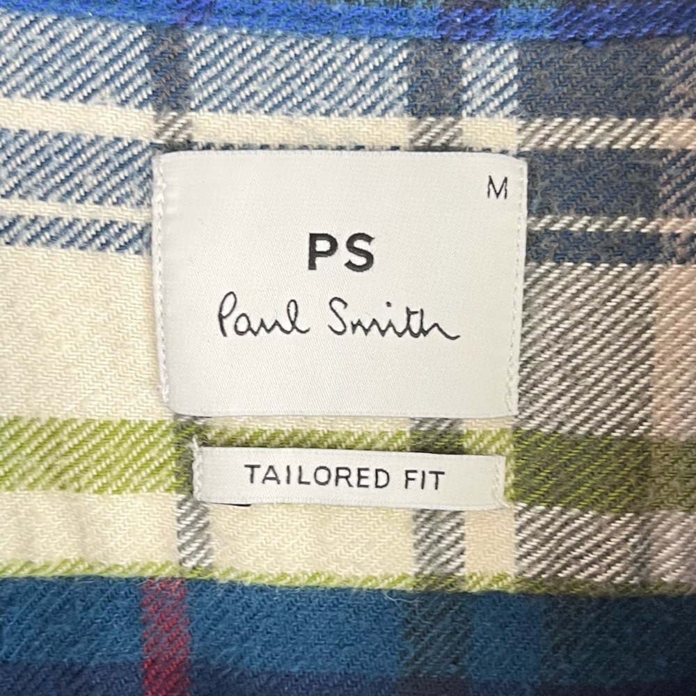 Paul Smith Shirt Medium Blue Plaid Flannel Men's Unisex Outdoors Beach Coastal - Picture 8 of 11